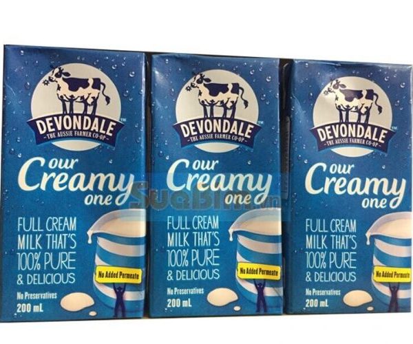Sữa  tươi Devondale nguyên kem 200ml (24 hộp/thùng)