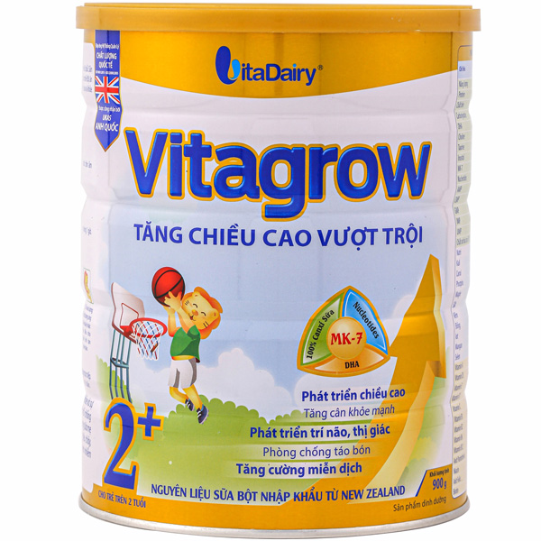 Sữa  VitaGrow 2+ 900g Tăng Chiều Cao (trẻ 2 tuổi trở lên)